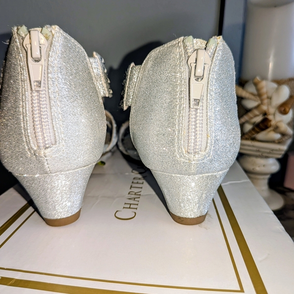 Charter Club Size 6.5 Silver Flats With Rhinestone Faux Pearl Embellished Formal - Picture 4 of 8